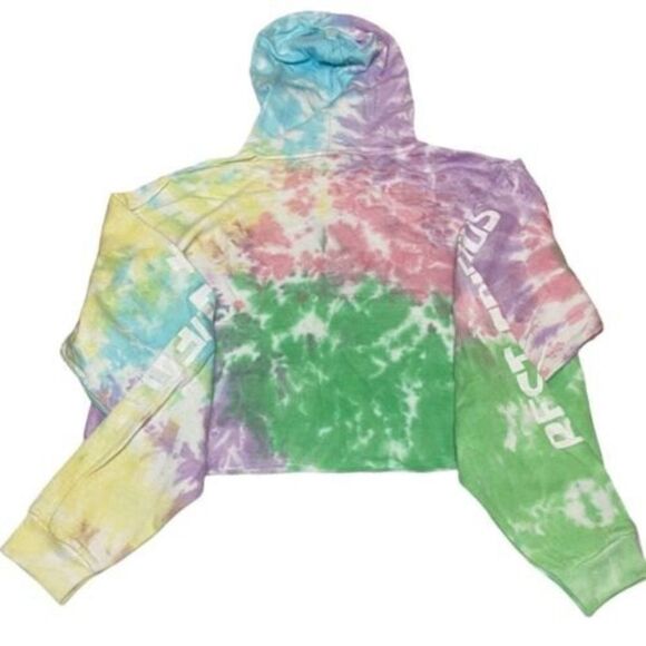 Spongebob Patrick Star BFF Tie Dye Crop Hoodie Rainbow Colorful Friends - Picture 4 of 6